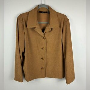 Briggs New York Brown Faux Suede Camel Jacket Women's Petite Large